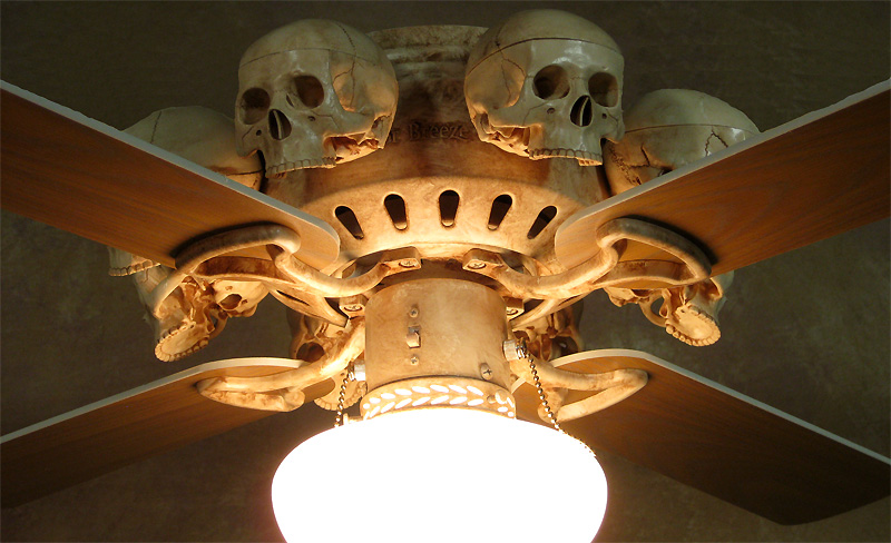 Ceiling Fan With 8 Small Skulls And Light Fan 100