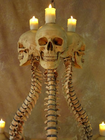 Gothic Skull and Spine Candlestick