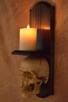 Classic Skull Wall Sconce Style II w/ Ivory Flameless Candle