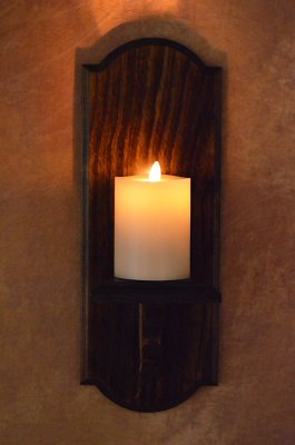 Classic Wood Wall Sconce w/ Ivory Flameless Candle
